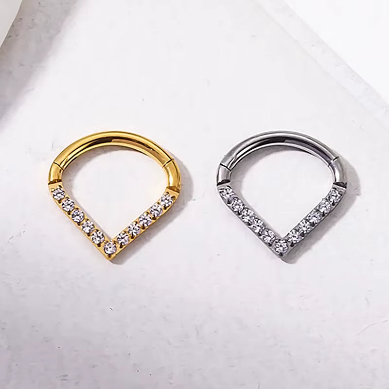 Titanium Septum Helix Rook Tragus Ring Hinged Clicker 16g