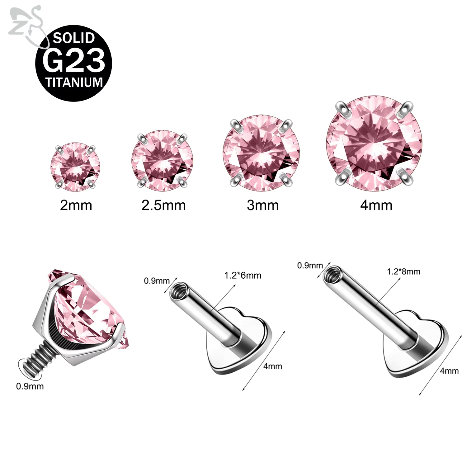 Titanium Labret, Medusa, Monroe Lip Stud 2-4MM (16/20g)