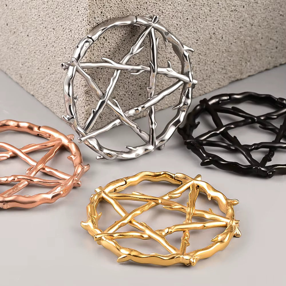 Vine style Pentagram Hoop Weights 4mm