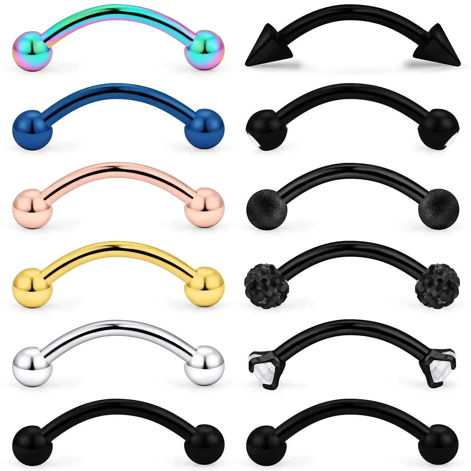 16g 8mm or 10mm Surgical Steel Eyebrow Barbell