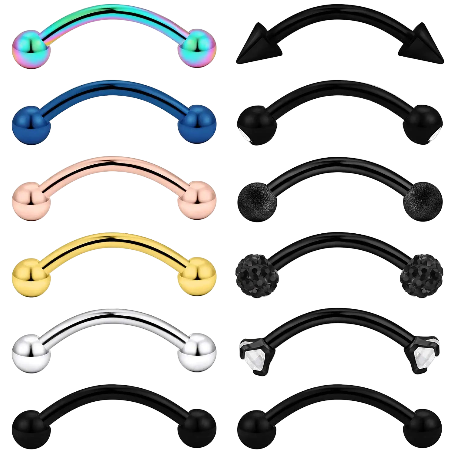 16g 8mm or 10mm Surgical Steel Eyebrow Barbell