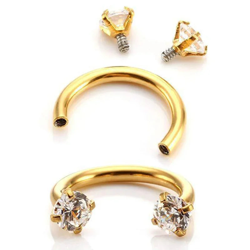 Crystal Horseshoe Ball Closure Septum Ring 16g