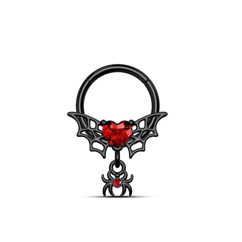 Black/Red Stone Gothic Septum ring 16g