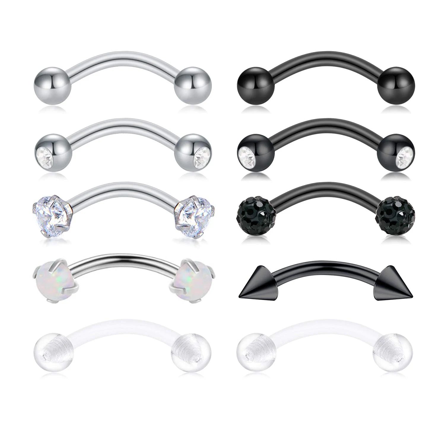 16G Daith Rook Brow Bridge 6-10mm Curved Threaded Barbell
