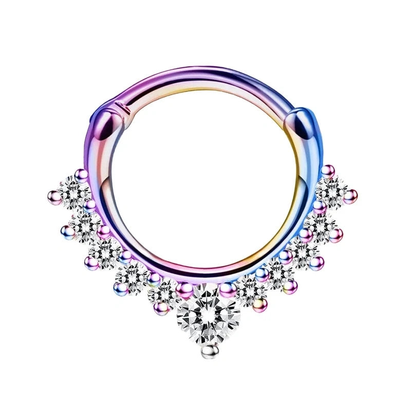 Rainbow Septum Helix Tragus Ring 16g