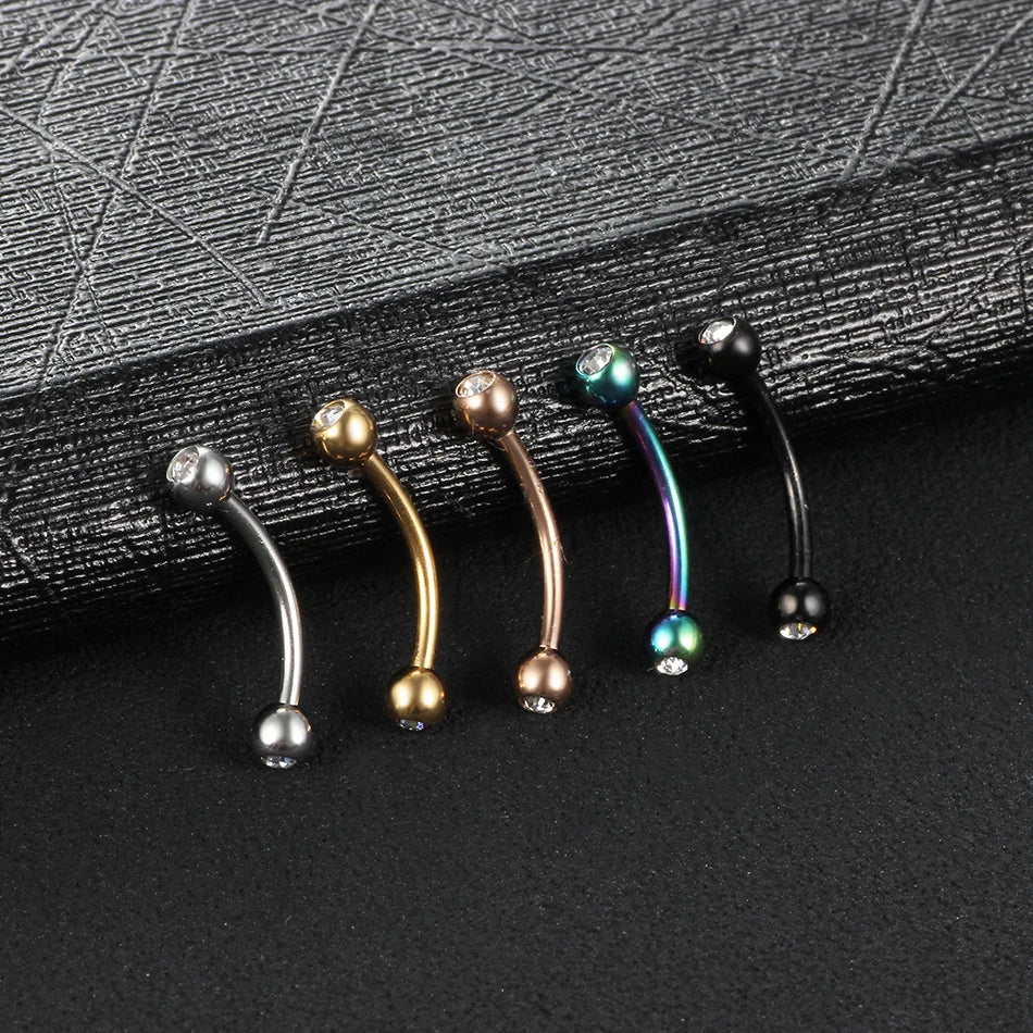 High-Quality Surgical Steel Eyebrow Vertical Libre Bridge Daith Helix Curved Threaded Barbell