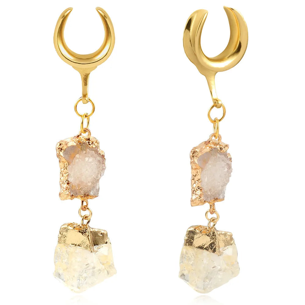 Horseshoe Saddle Plugz Weights Hangers Natural Agate Stone 6-25mm