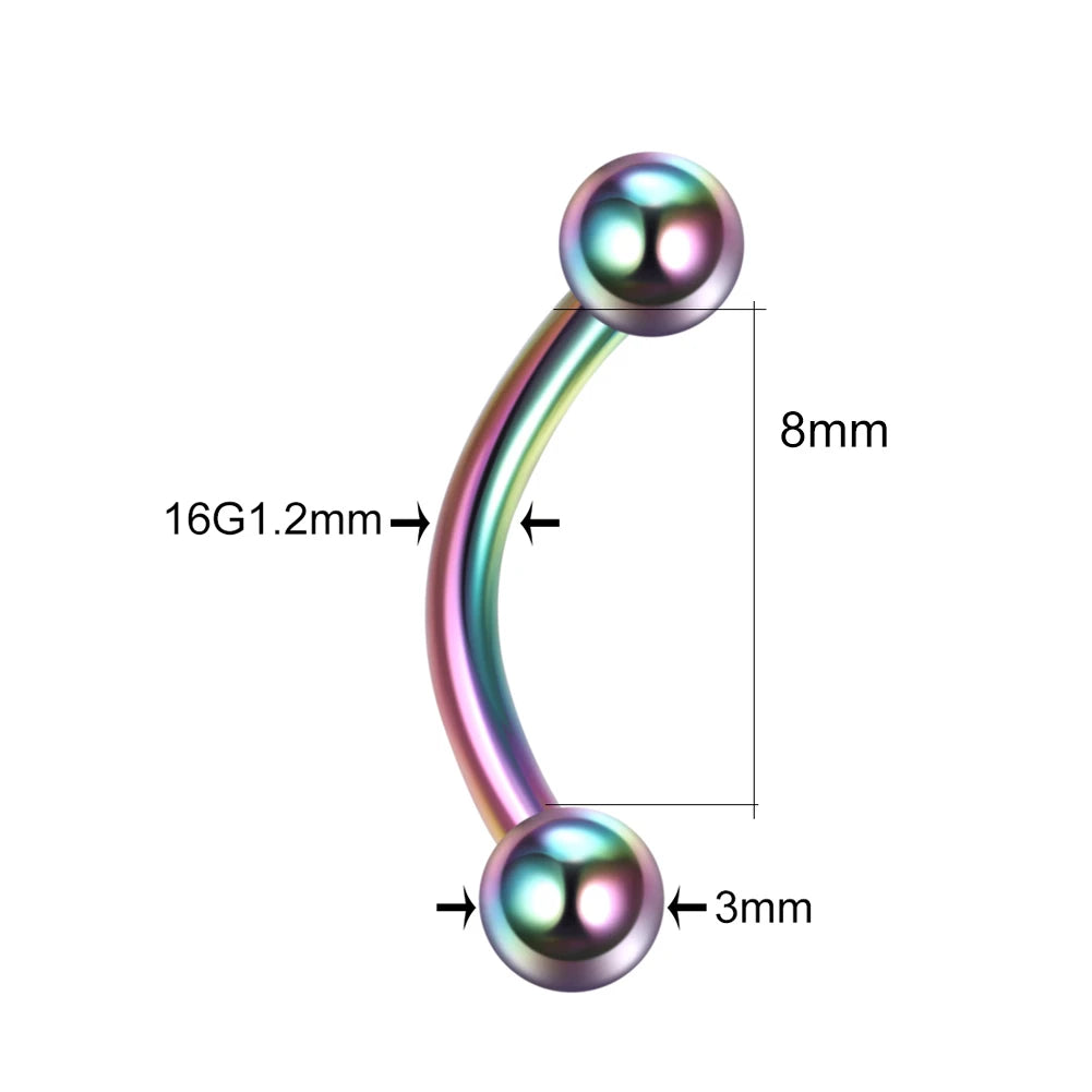 High-Quality Surgical Steel Eyebrow Vertical Libre Bridge Daith Helix Curved Threaded Barbell
