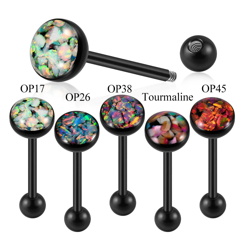 Tongue Barbell Black Plated 14G