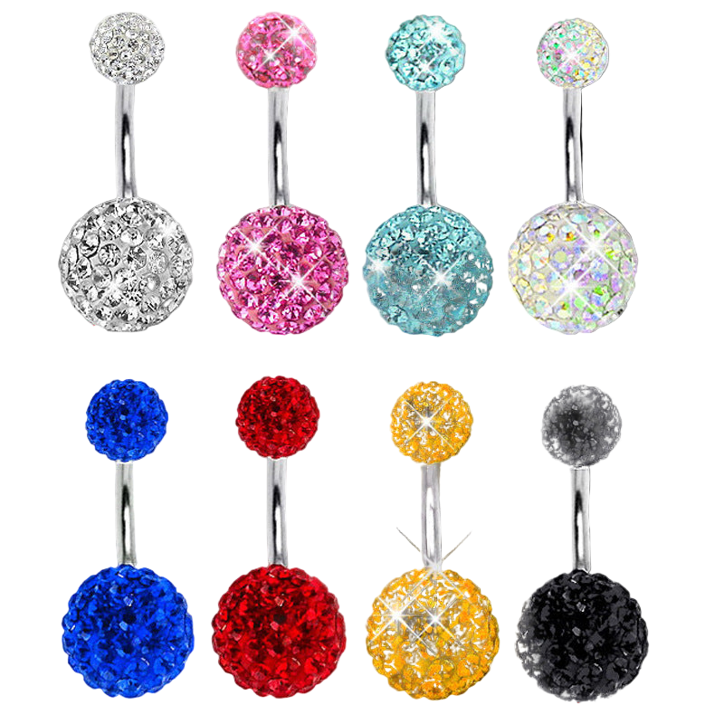 Rhinestones Belly Button Ring 14g