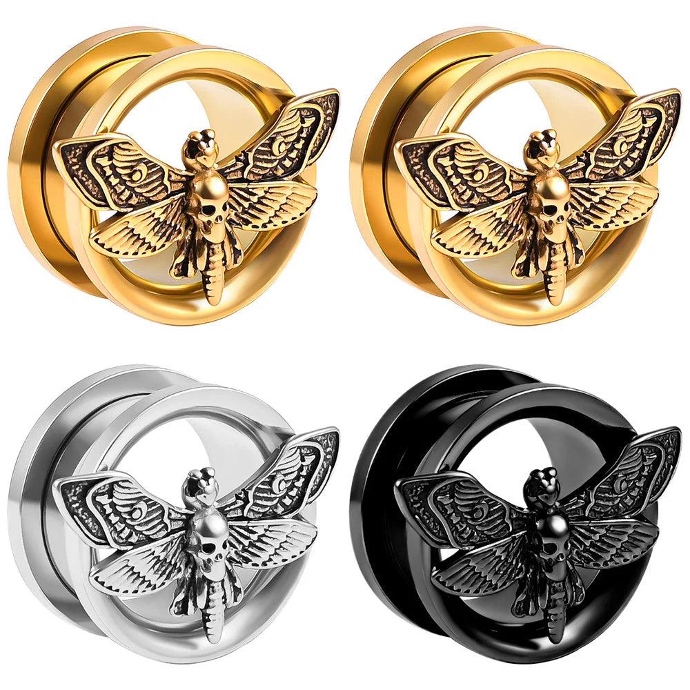 Death Moth Gauges Tunnels Plugz 8-22mm