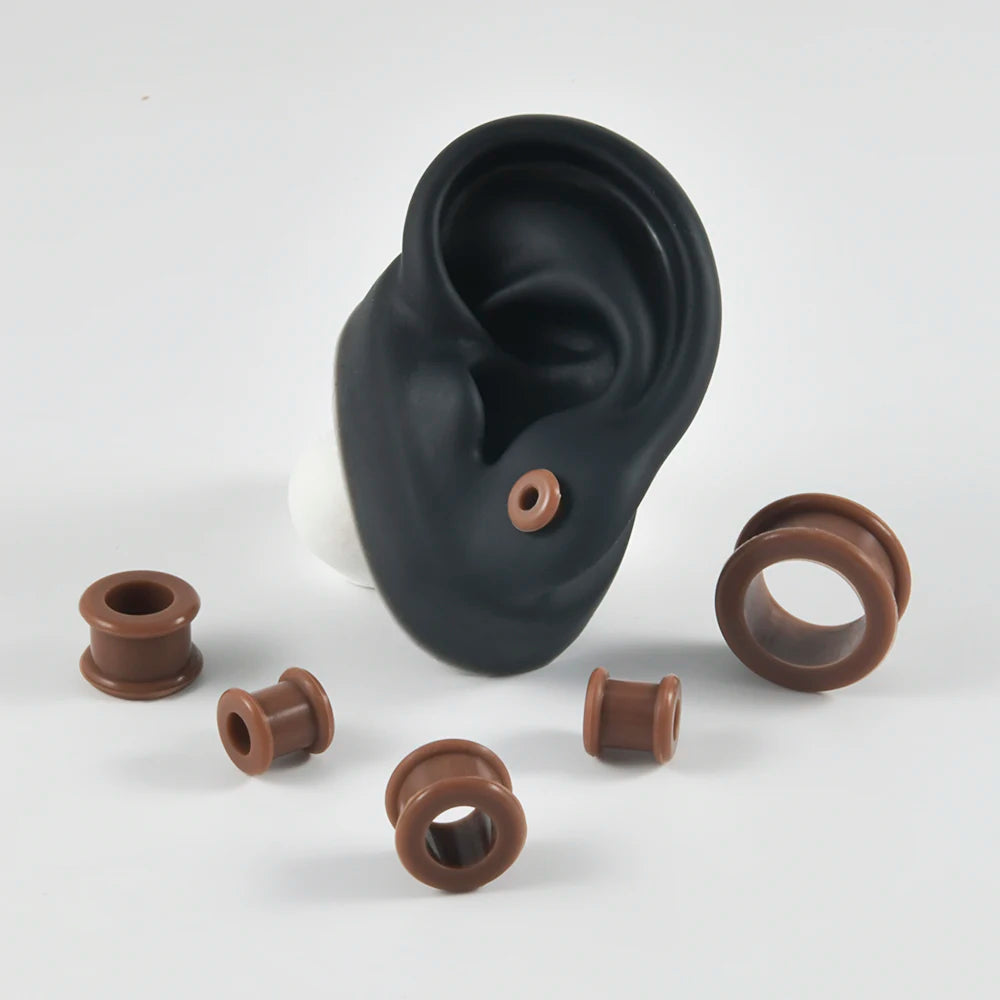 Large Size Dark Flesh-Colored Silicone Gauges Tunnels 3-76mm