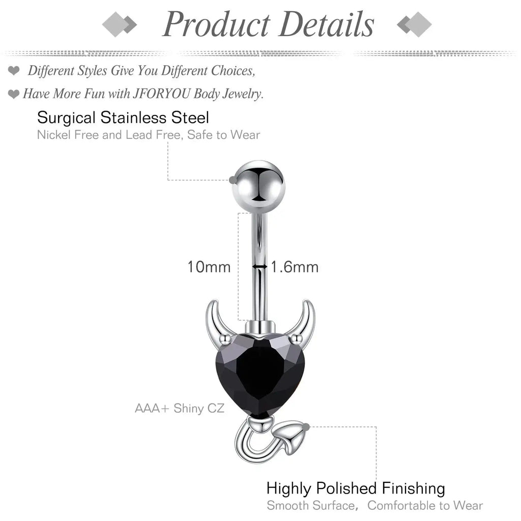 Black Belly Button-Navel Ring 14g