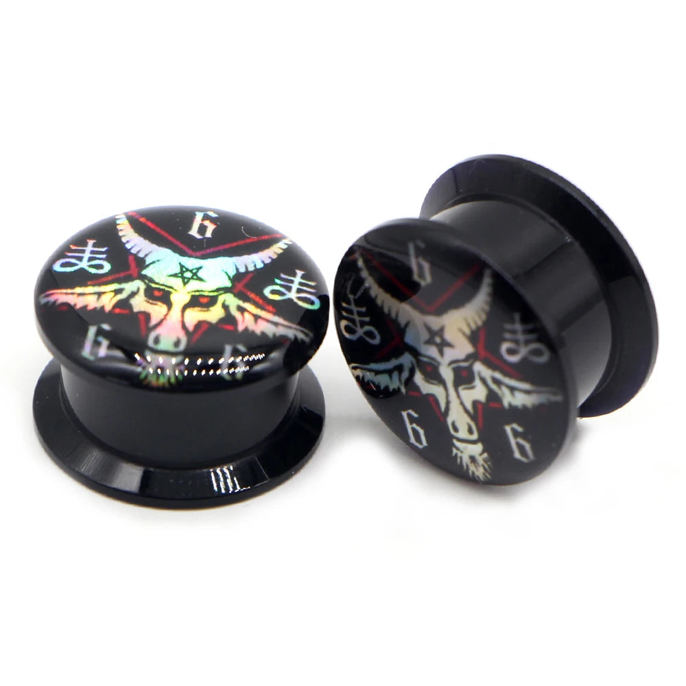 Halloween Gothic Black Acrylic Threaded Screw-on Plugz 8-30mm