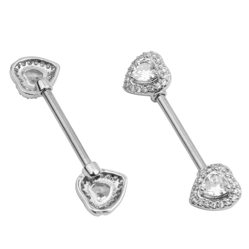 Silver or Rose Gold Gem Stone Nipple Barbells 14g
