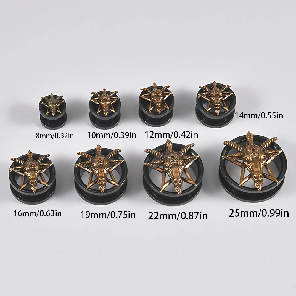 Gothic Goat Threaded Screw-on Tunnels 8-25mm