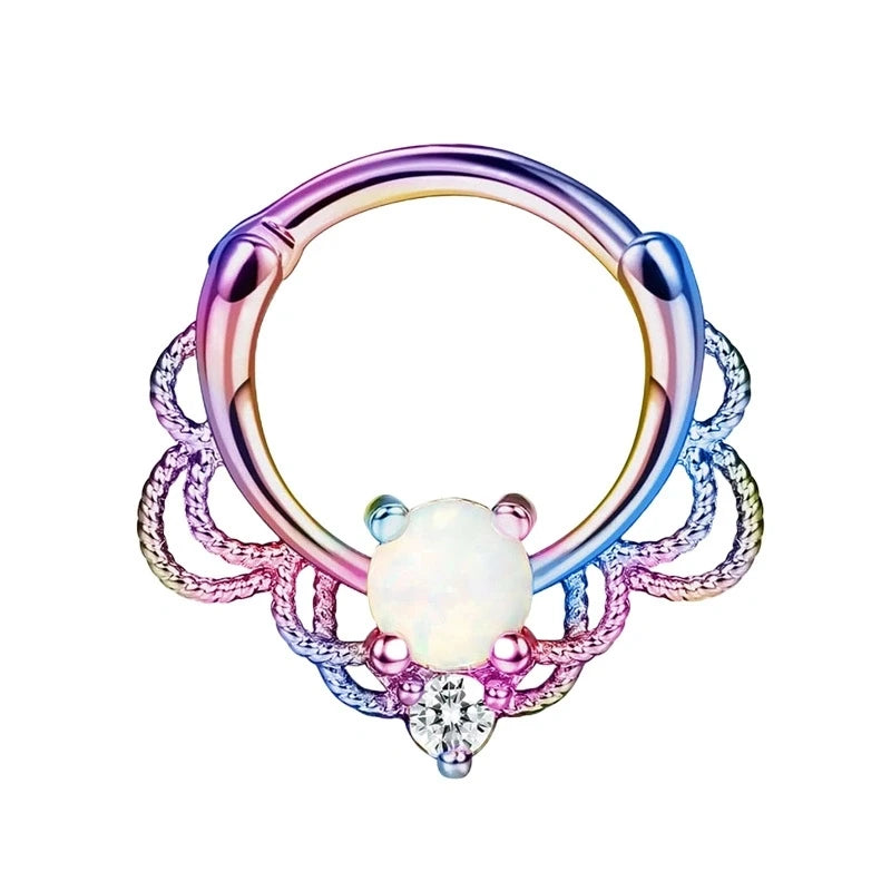 Rainbow Septum Helix Tragus Ring 16g