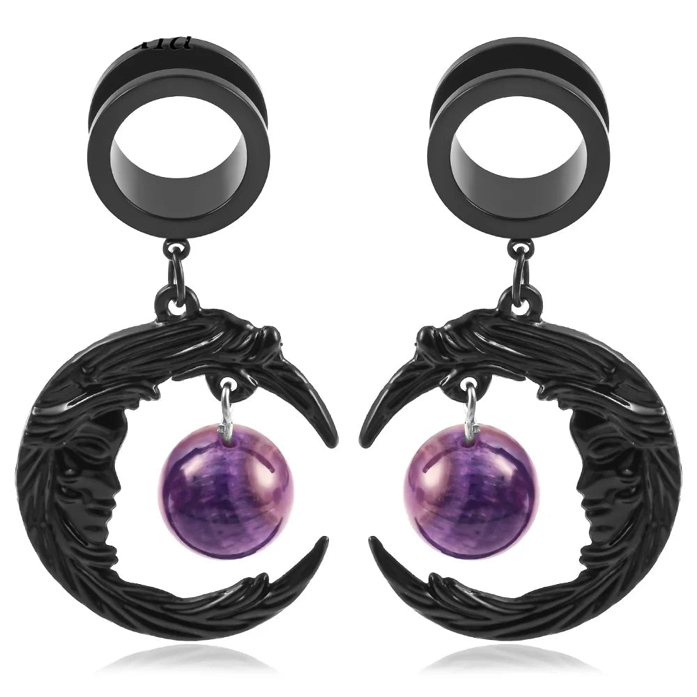Black/Purple Moon Tunnels Hangers 8-25mm
