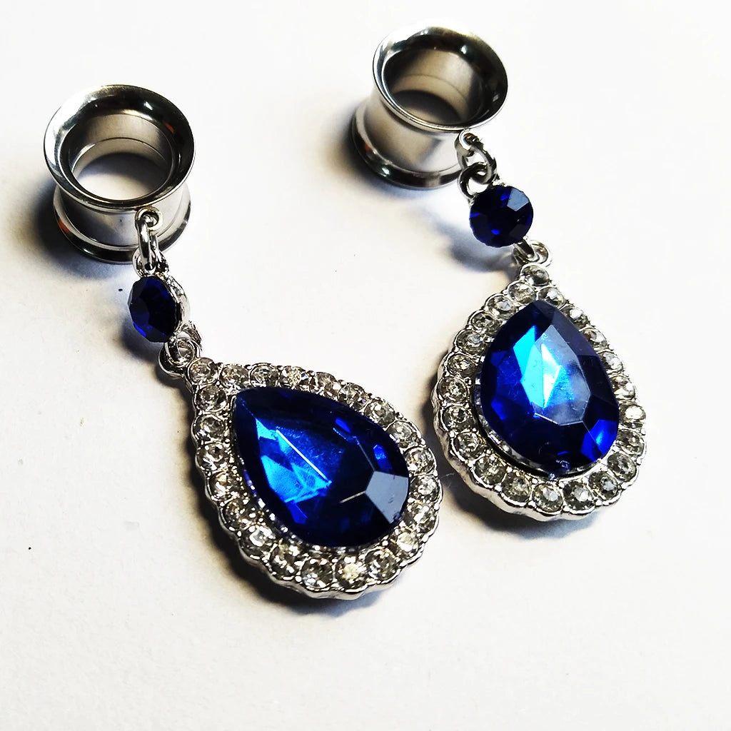 Blue Gemstone Tunnels Hangers 6-16mm
