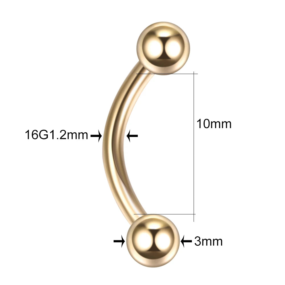 High-Quality Surgical Steel Eyebrow Vertical Libre Bridge Daith Helix Curved Threaded Barbell