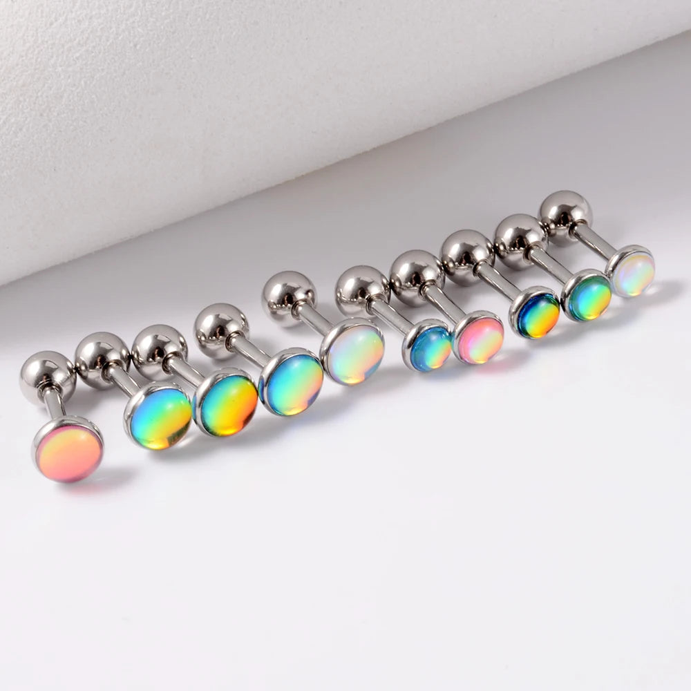 16g Surgical Steel Flash Film Gem Lip Labret Stud Ear Tragus Cartilage Helix Ring