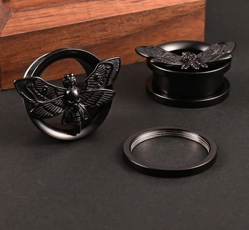 Death Moth Gauges Tunnels Plugz 8-22mm