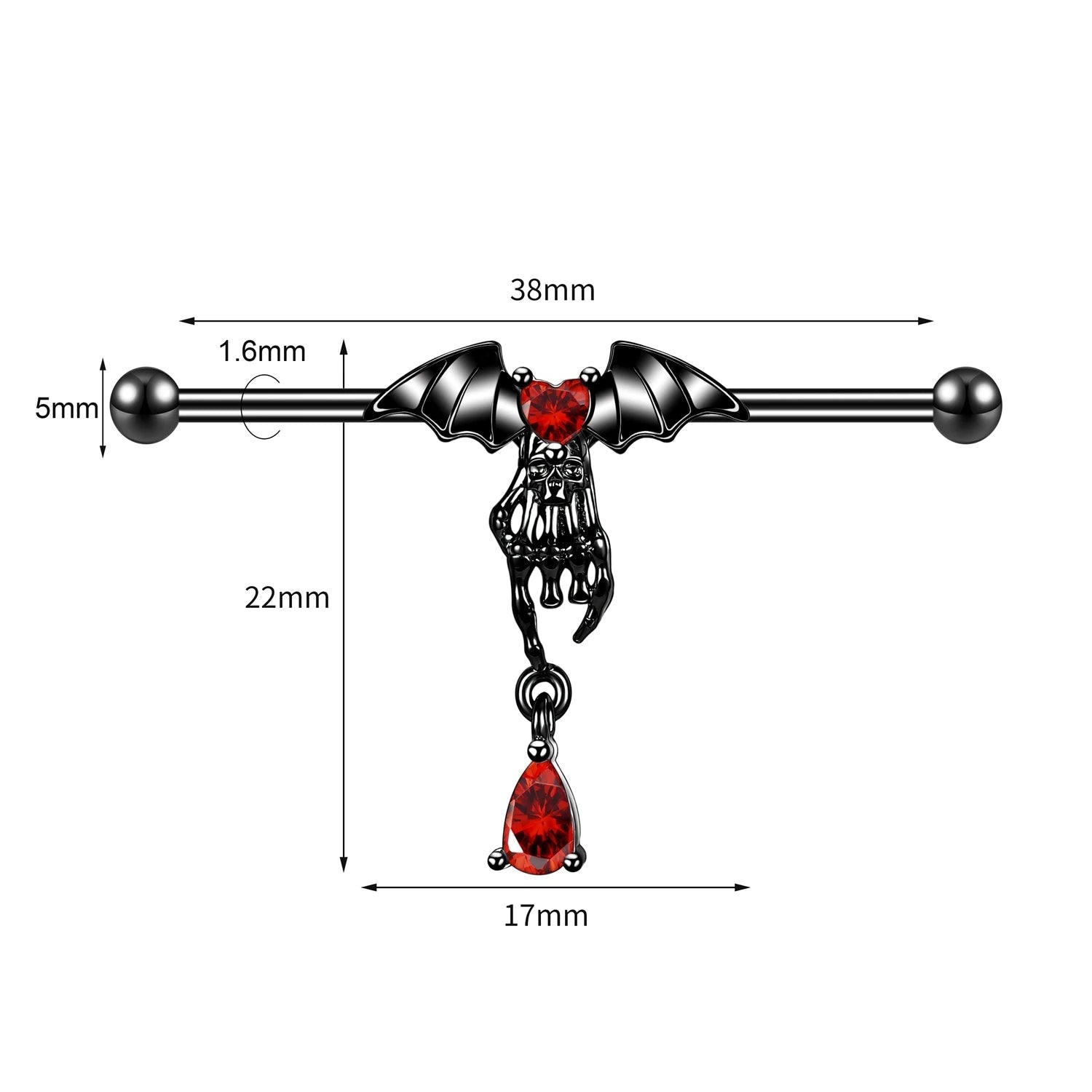 Black/Red Gothic Industrial Barbell