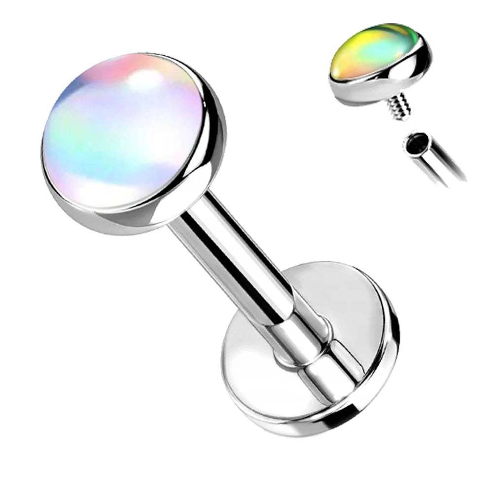 16g Surgical Steel Flash Film Gem Lip Labret Stud Ear Tragus Cartilage Helix Ring