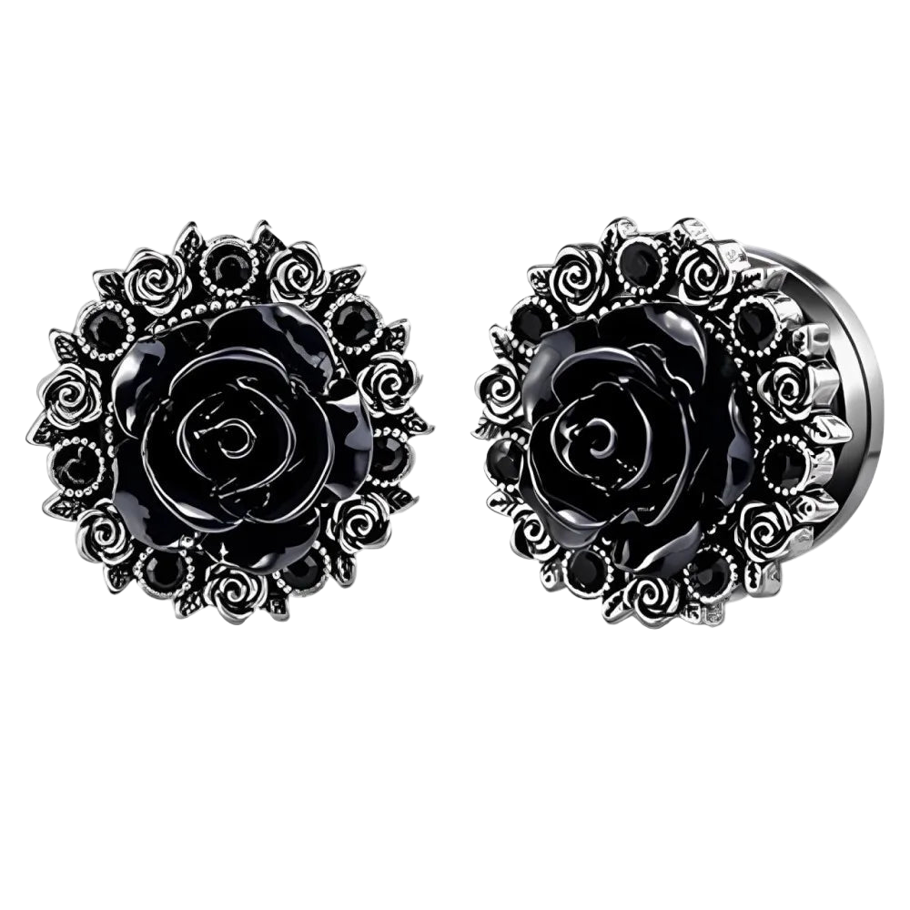 Black Rose Jeweled Plugz 8-14mm