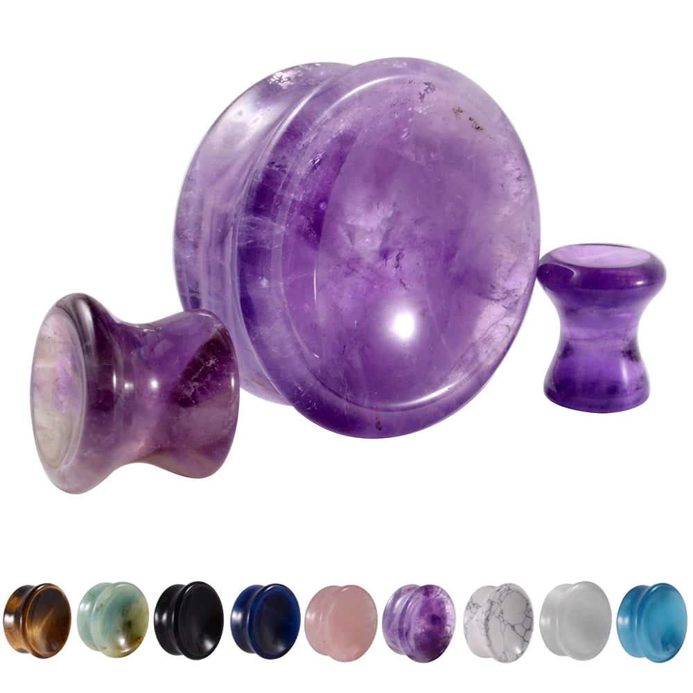 Natural Stone Double Flare Concave Plugz 6-25mm