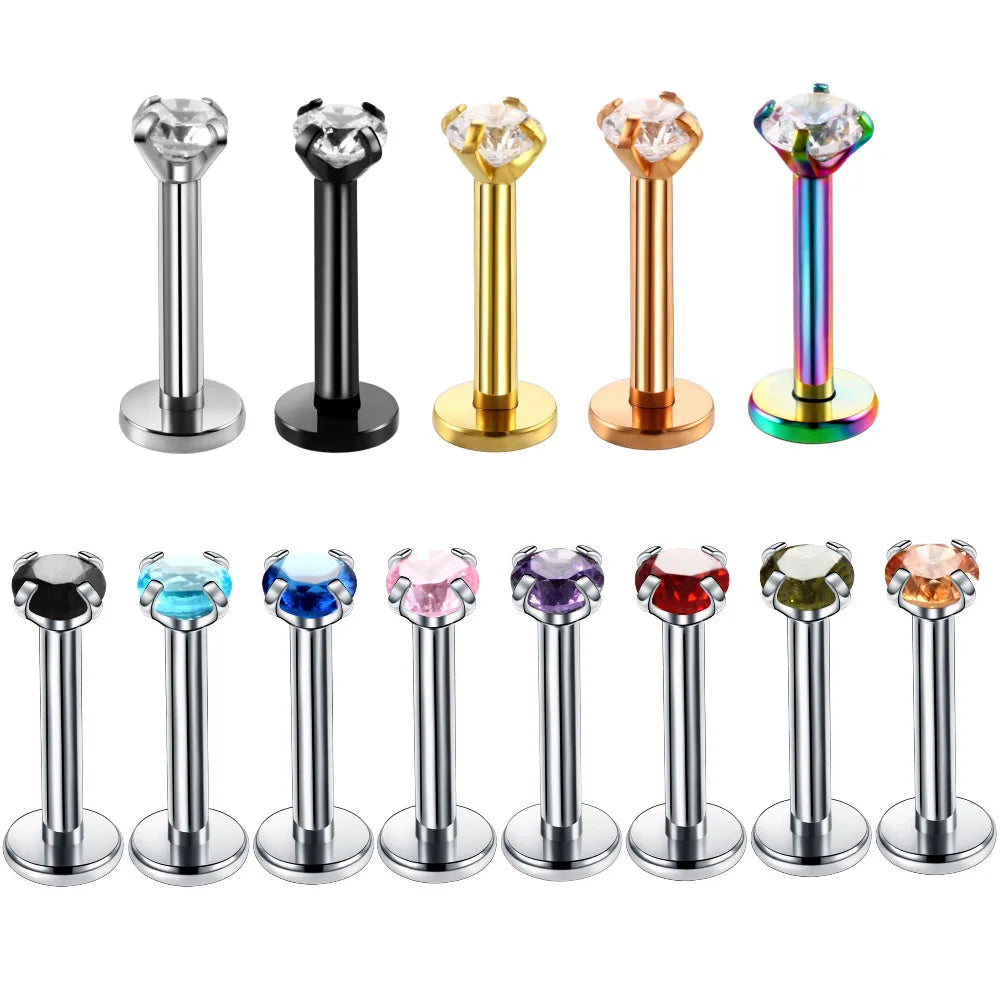 Surgical Steel Assorted Colors Labret Lip Cartilage Tragus Helix Ring