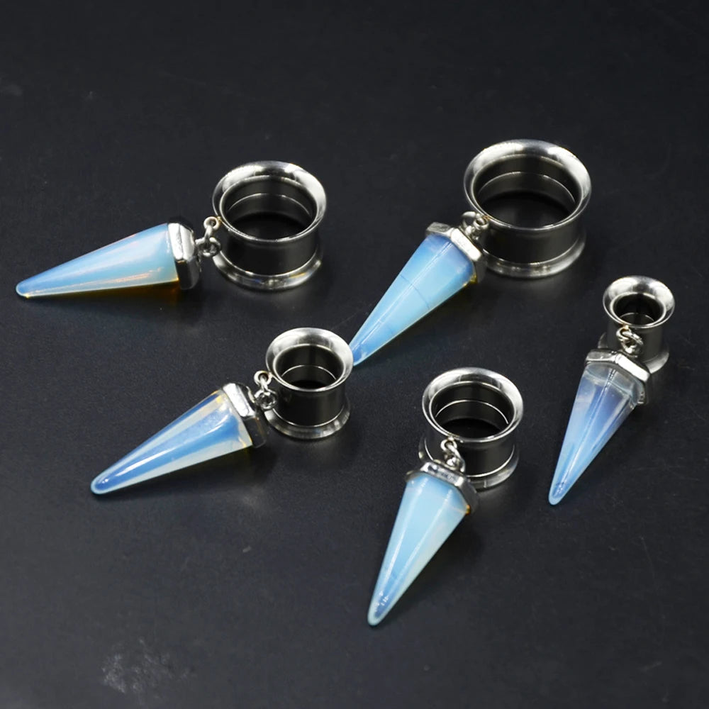 Opal-Purple Stone Tunnel Hangers 8-16mm