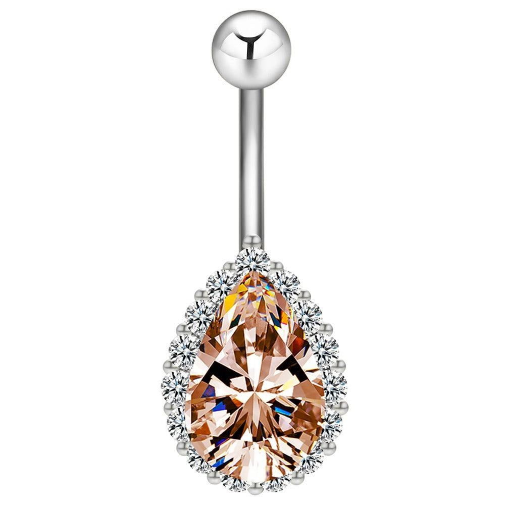 Teardrop Faux Diamond Belly Button Ring 14g
