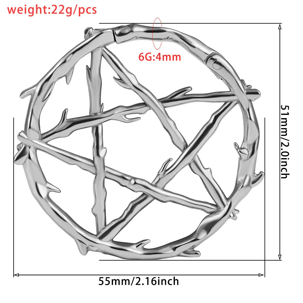 Vine style Pentagram Hoop Weights 4mm