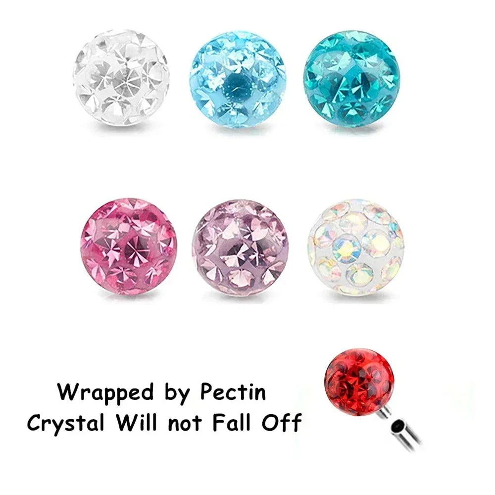 Multi Color Epoxy Crystal Internally Threaded Eyebrow Vertical Libre Ring 16g 6/8/10mm