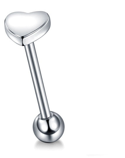 Flat Top Heart Tongue Barbell 14g