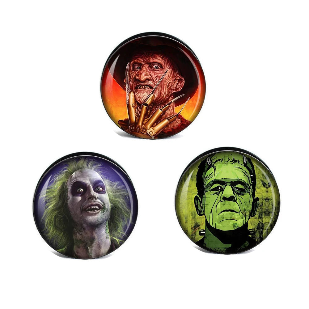 HALLOWEEN SPECIAL 3 Pair/6PCS Horror Icons Ear Plugz 6-30mm