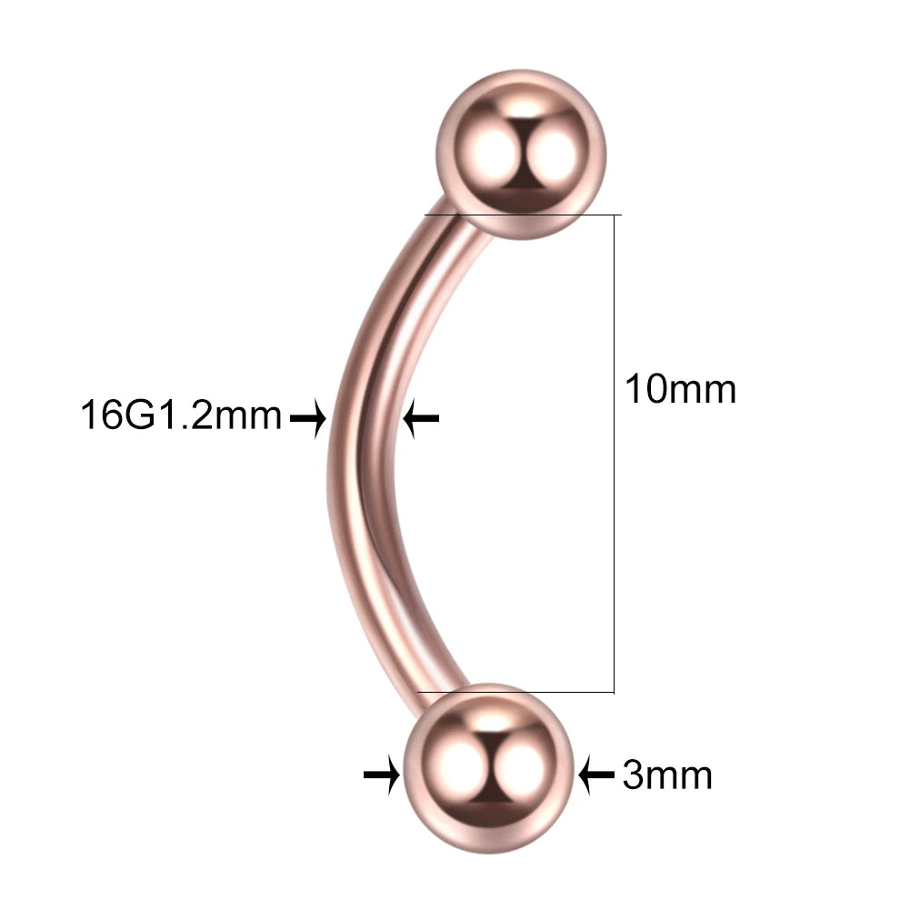 High-Quality Surgical Steel Eyebrow Vertical Libre Bridge Daith Helix Curved Threaded Barbell