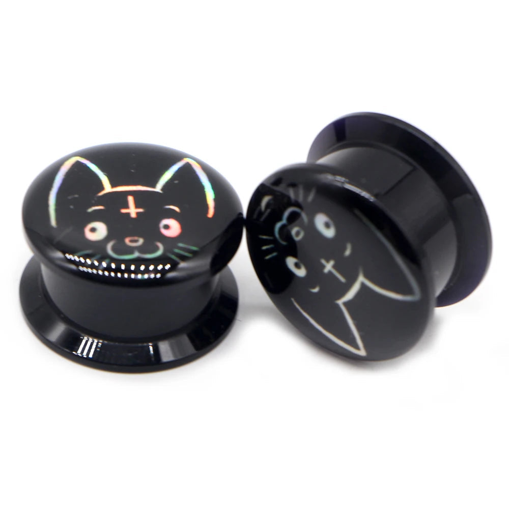 Halloween Gothic Black Acrylic Threaded Screw-on Plugz 8-30mm