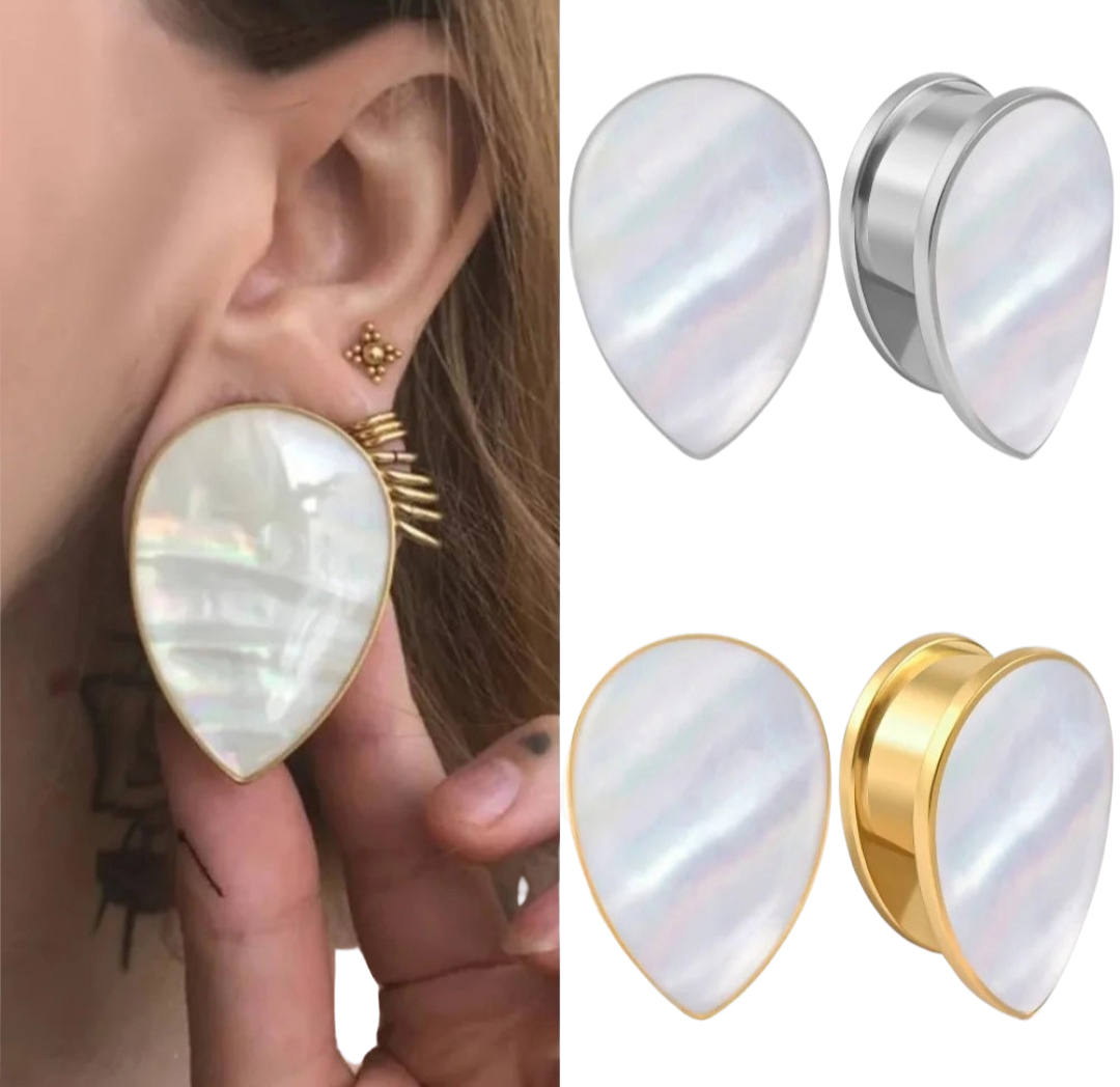Unique Tear Drop Opal/Shell Plugz 6-25mm